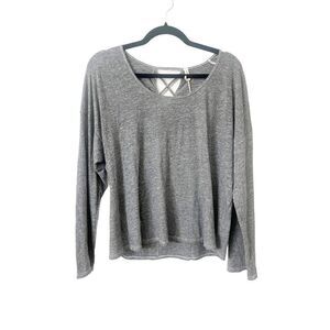 Lanston‎ Revolve Gray Cutout Back Long Sleeve Shirt